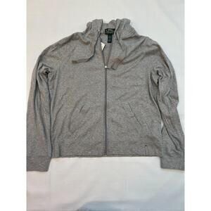 Lauren Ralph Lauren‎ Jacket Women's XL Gray Active Hoodie Cotton Stretch Zip NWT